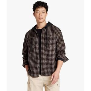 NEW Original Use Hooded Flannel Shirt Brown/Black‎ Button Down Hood Sz L NWT $30